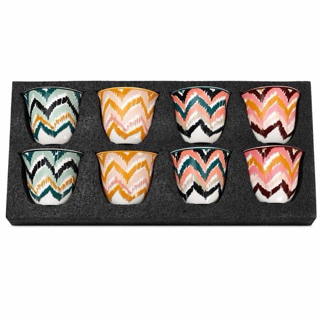 Boho Wave Ceramic Teacup 8Pcs Tea Espresso အတွက် လက်ဆောင်အစုံ