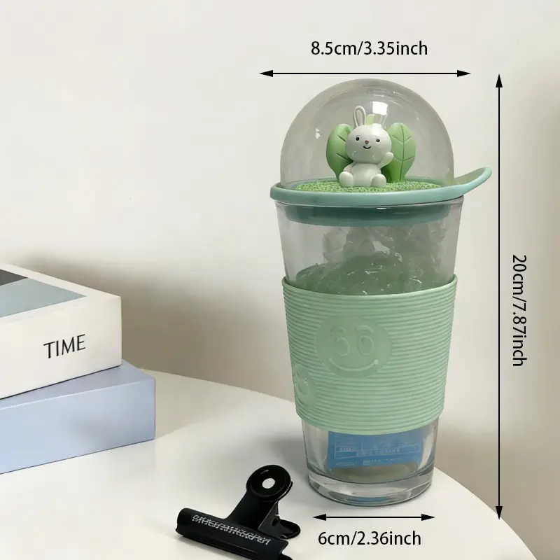 Silicone Sleeve ပါသော ကာတွန်း Dome-Toped Glass Tumbler