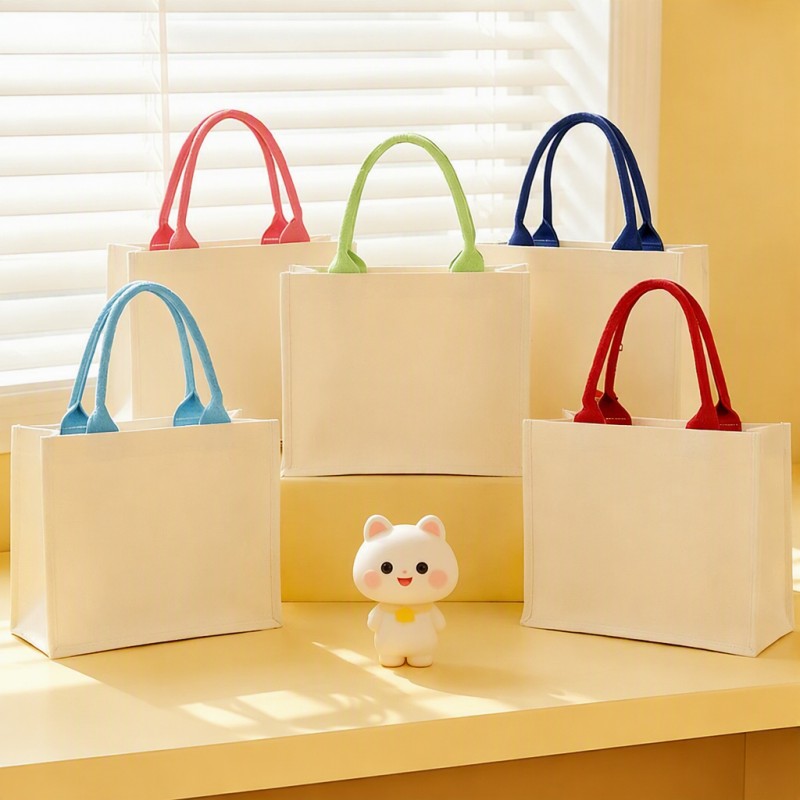 စိတ်ကြိုက် Contrast-Handle Canvas Gift Tote Bag