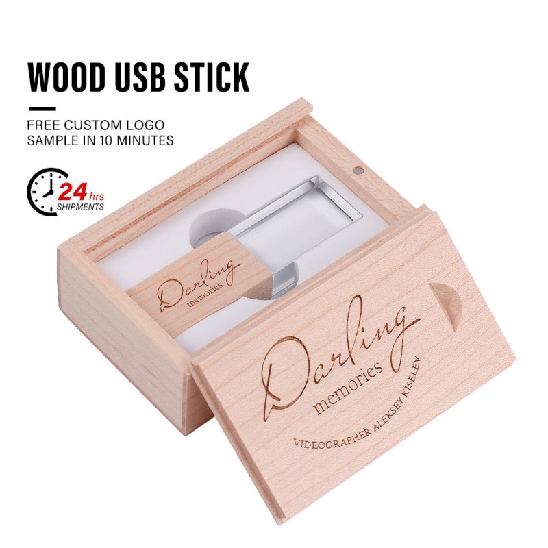 စိတ်ကြိုက် Crystal Wood USB Flash Drive