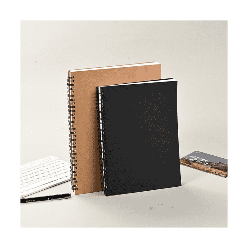 စိတ်ကြိုက် Kraft Black Cover Spiral Coil Notebook