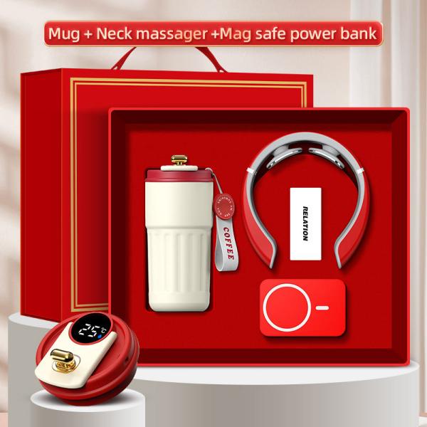 စိတ်ကြိုက်လိုဂို 3-in-1 လက်ဆောင်သေတ္တာ Mug Massager Power Bank