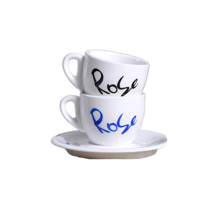 Cafe Gift အတွက် ကြွေထည် Espresso Cup ပန်းကန်ပြားရိုက်နှိပ်ပါ။