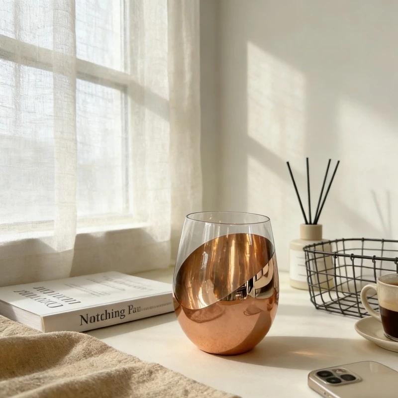 Multi Finish Half Plated Stemless Wine Glass