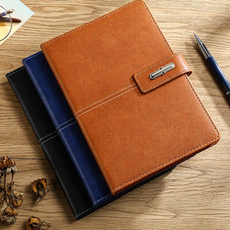 Metal Buckle PU Leather Hardcover စိတ်ကြိုက် Logo ဂျာနယ် မှတ်စုစာအုပ်